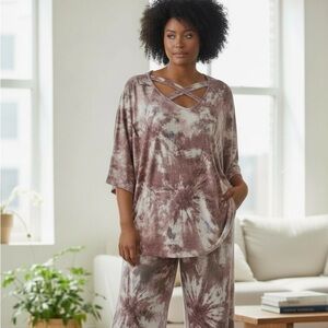 1X Set Sweet Lovely by Jen Tie-Dye Long Sleeve Top and Pant